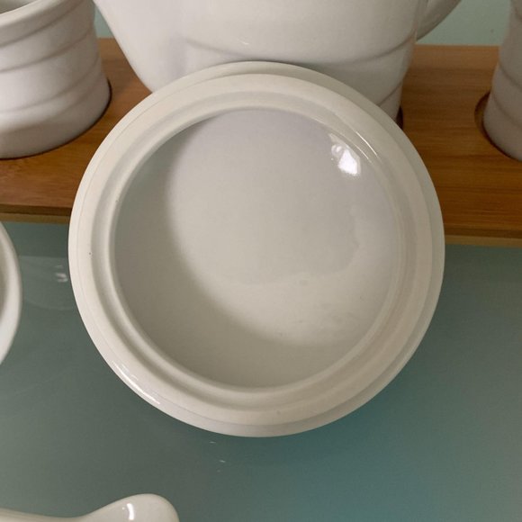 NWOB Tea Coffee Serving Set Bamboo Tray Modern Simple - Picture 10 of 11